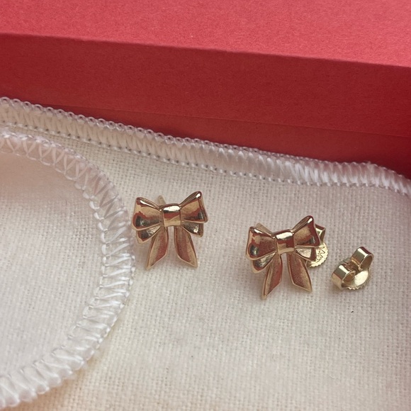 James Avery 14k yellow Gold Bow Back-Post Stud Earrings - Picture 2 of 15